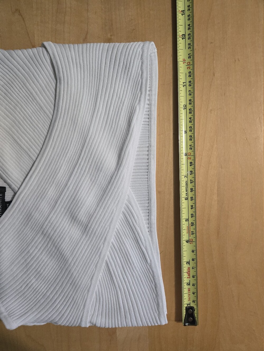 Dynamite Off White Ribbed Wrap Crop Top - Women Size Small - Picture 9 of 11